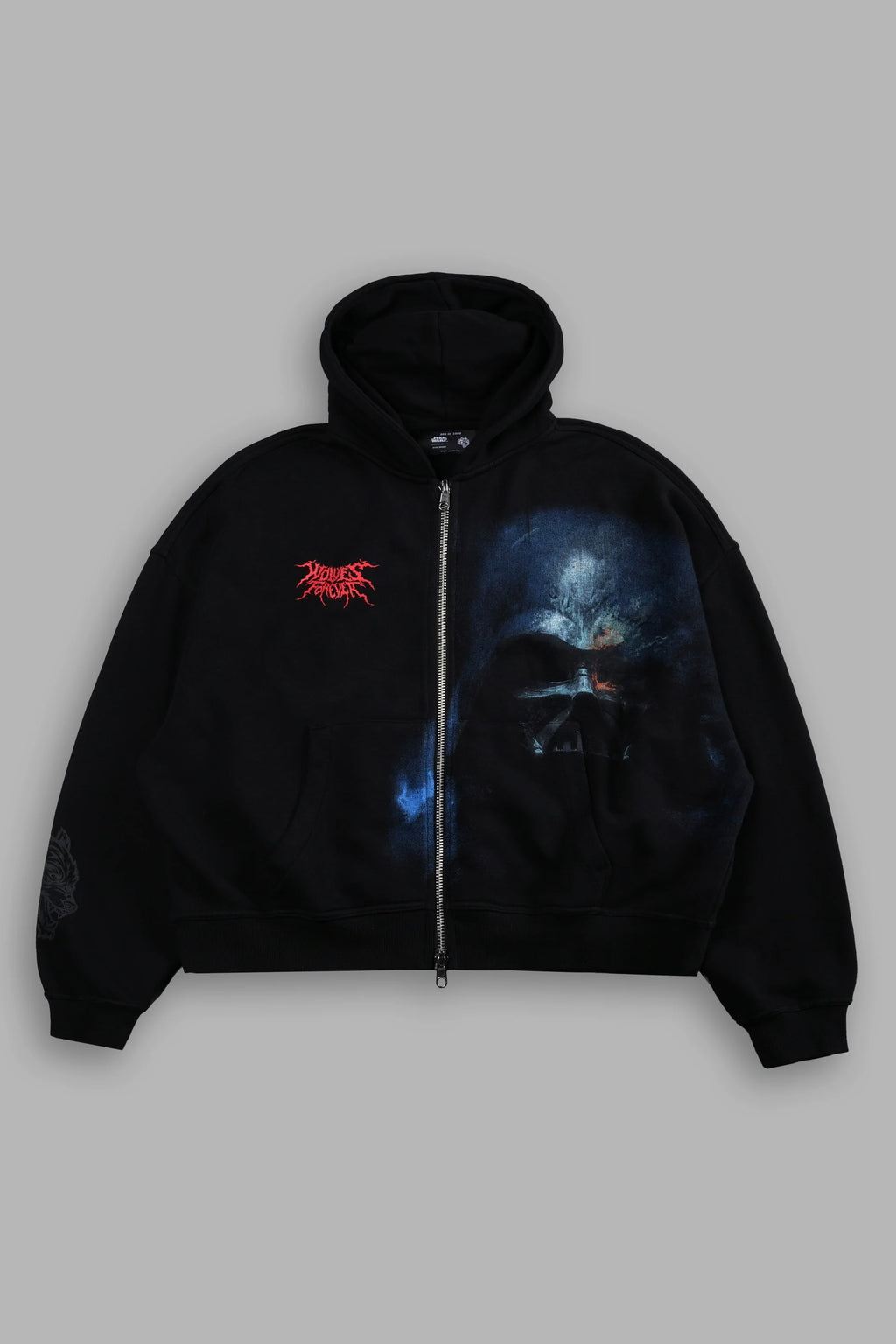 Vader Vex Double Zip Hoodie in Black